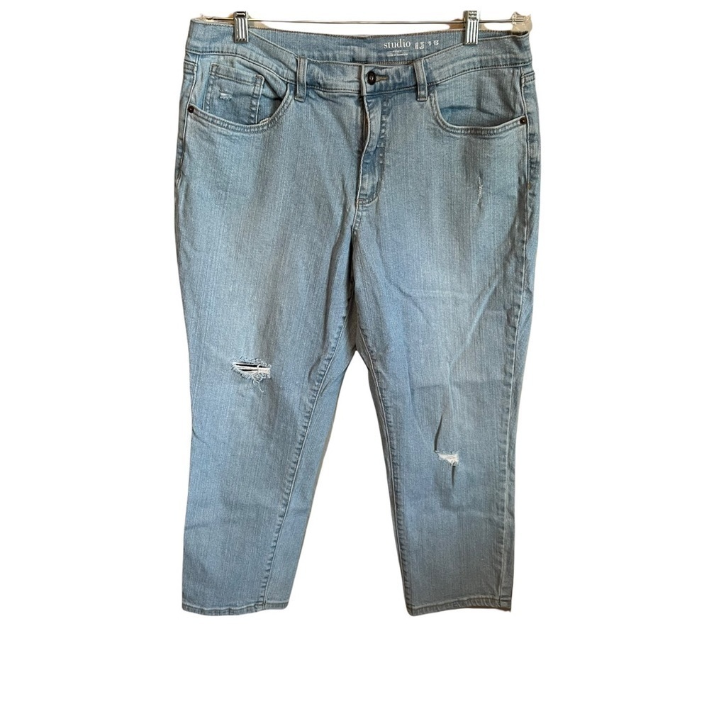 Studio By D & Co Plus Size Distressed Crop Denim Jeans‎
